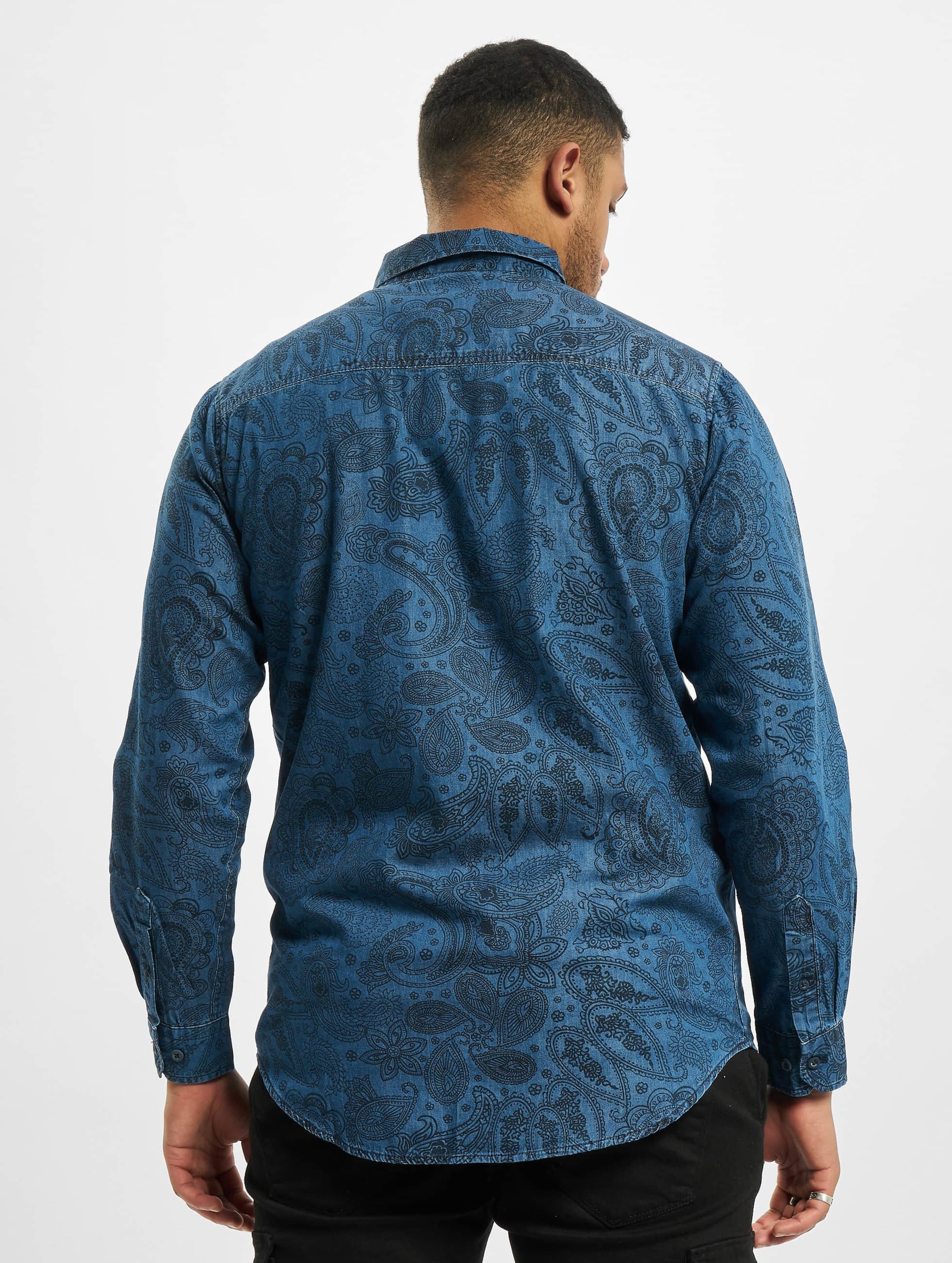 Printed Paisley Denim Shirt-45772