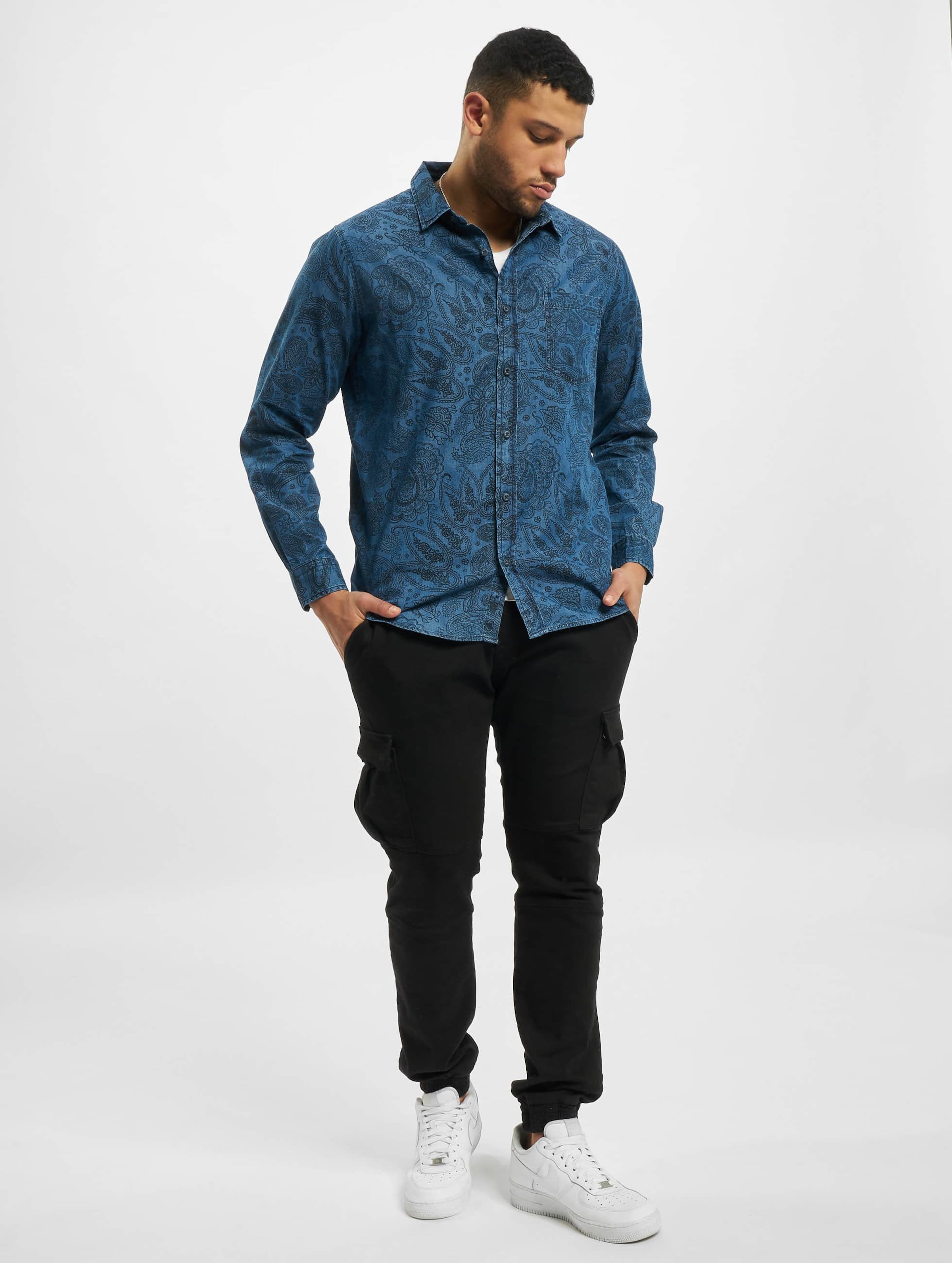 Printed Paisley Denim Shirt-45781