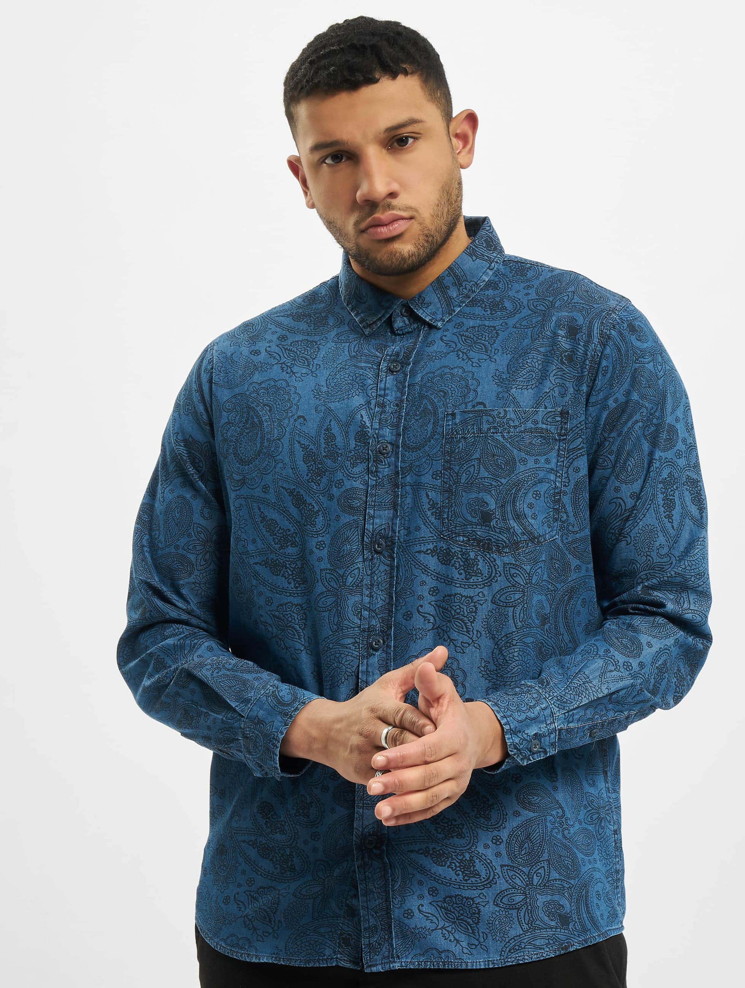Printed Paisley Denim Shirt-45778