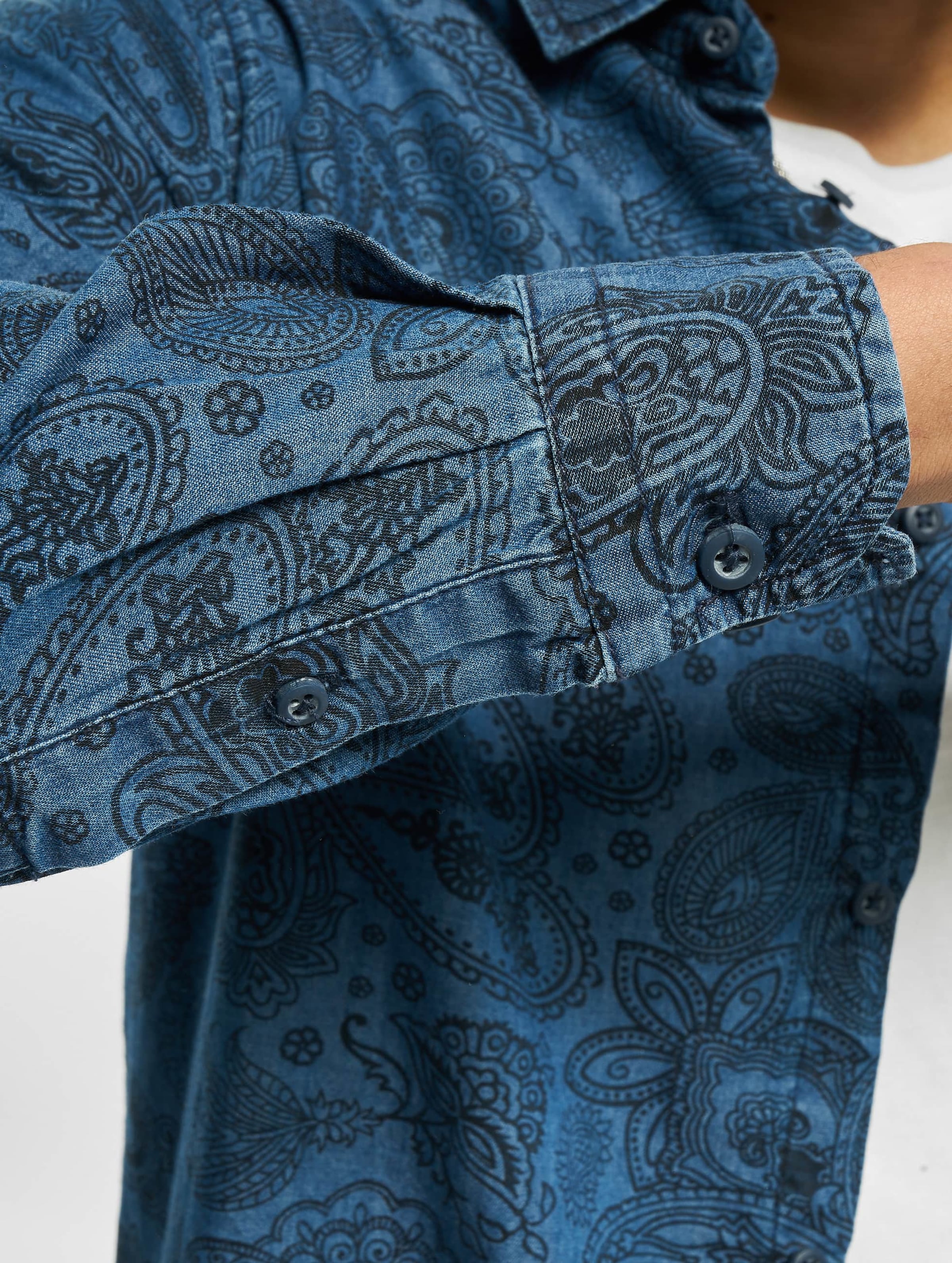 Printed Paisley Denim Shirt-45775